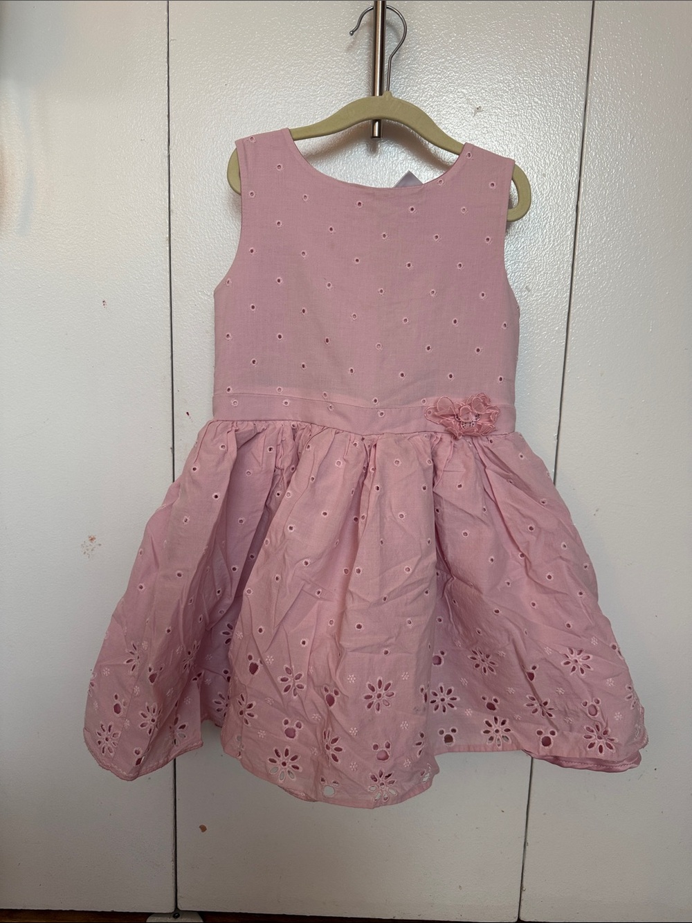 Disney Light Pink Eyelet Flower Applique Party Dress for Girls
